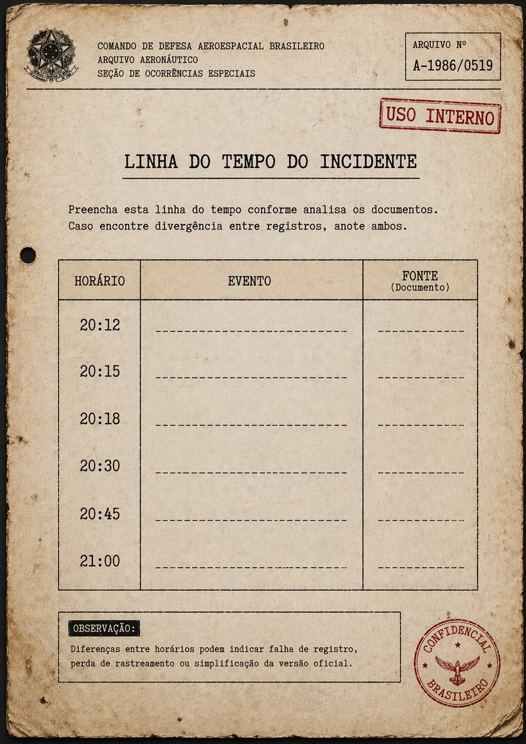 Página de linha do tempo